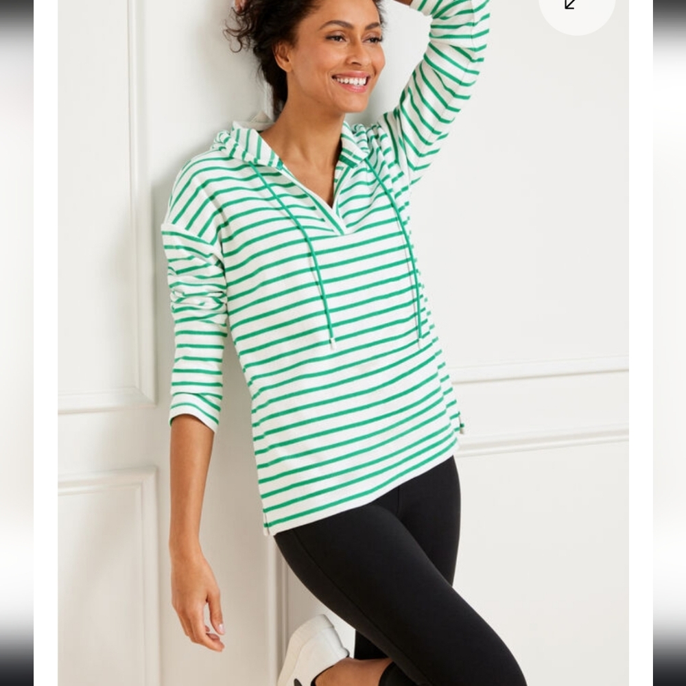 Green Striped Women's Hoodie